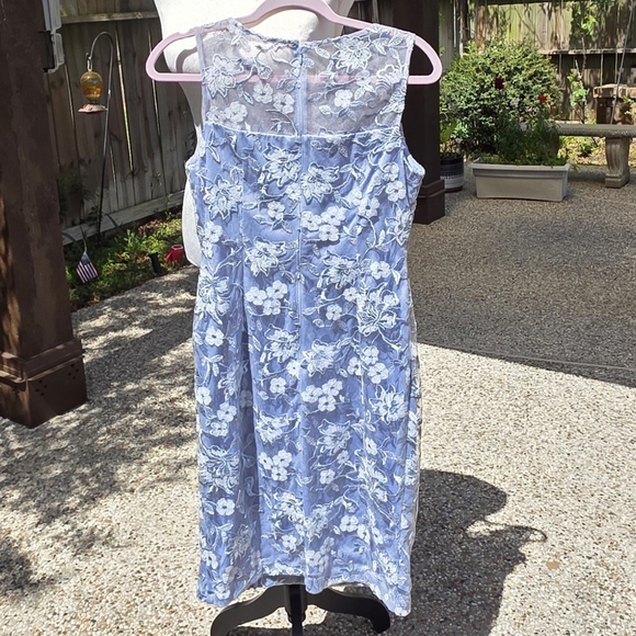 Alex Evenings Floral Lace Embroidered Sleeveless Dress Baby Blue 6 - Picture 7 of 16
